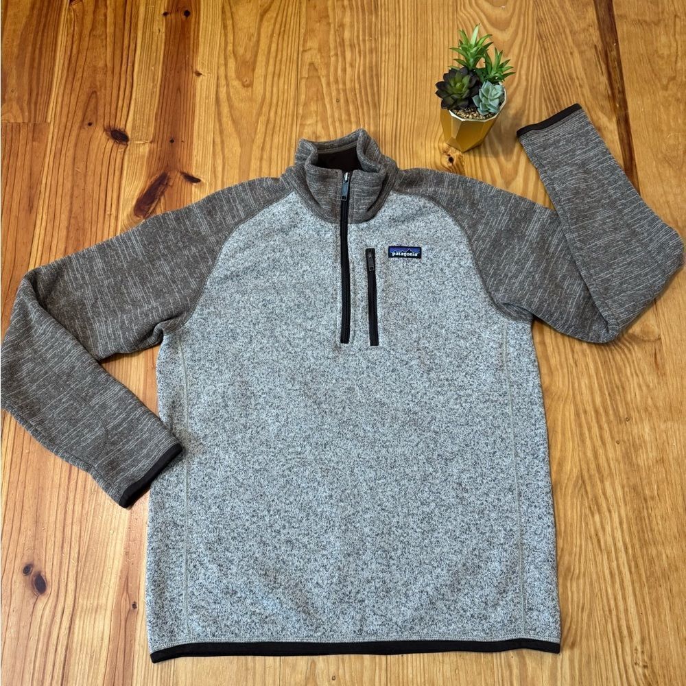 Patagonia Mens Gray Brown 1/4 Zip Better Sweater Fleece Jacket Size Medium 25522